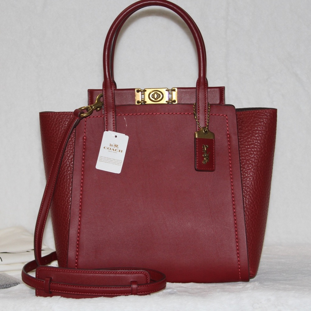 Coach Troupe Tote Deep Red Leather Purse Handbag